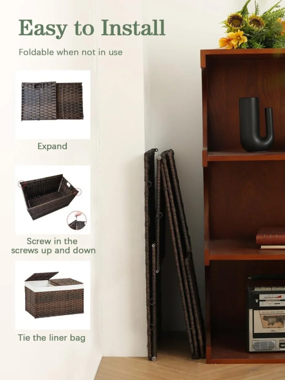 Stylish Wicker Storage Basket with Lid - 160L Brown Organizing Solution